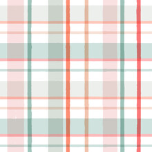 Gingham Seamless Pattern. Watercolor Pastel Lines Texture For Shirts, Plaid, Tablecloths, Clothes, Bedding, Blankets, Makeup Wrapping Paper. Vector Checkered Summer Girly Print