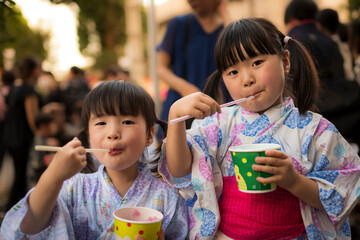 Poster - 夏祭りで遊ぶ子供