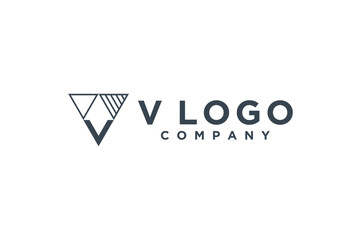 Wall Mural - V initial logo design icon symbol business technology illustration font typography