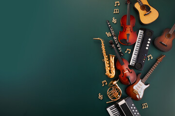 Wall Mural - Back to music school concept. Music lesson school education concept,