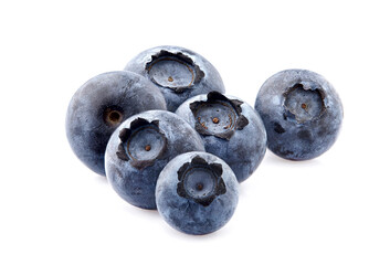 Wall Mural - Blueberries Isolated on White Background. Ripe berries closeup.