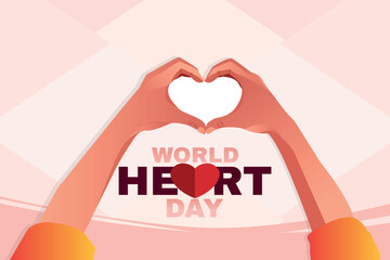 World Heart Day, Young women make hands-shaped hearts.