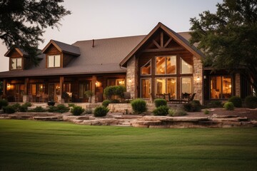 Wall Mural - A typical house in Texas, designed in the ranch style.