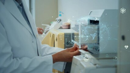 Poster - Multinational group of scientists experimenting and science technology concept. Research and development. 
