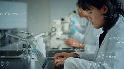 Poster - 実験する多国籍の科学者グループと研究開発イメージ