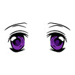 Anime girl eyes isolated vector. Purple anime eyes.