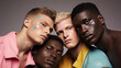 © Татьяна Креминская - A group of different races and nationalities men wearing makeup.