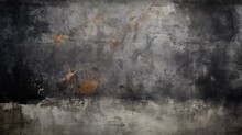 Grunge Texture On Black Background, Old Vintage Wall With Painted Black Boards And Grainy
