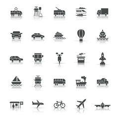 Transport icon set in flat style. Car vector collection illustration on white isolated background. Shipping transportation business concept.