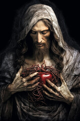 Wall Mural - Sacred Heart of the Lord. AI generativ.