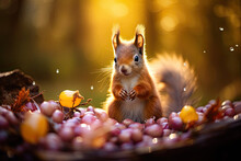 Close-up To A Squirrel In The Forest