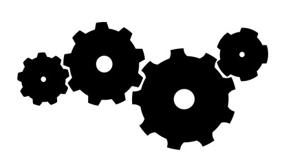 Isolated gears. Concept of coordinated work and optimization. Gears icons. Cogwheel gears isolated on transparent background.