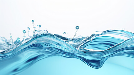 Poster - Blue water splash on white background. Liquid drips scattered. Generated AI.