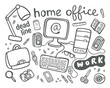 © Nastasja - Workspace. Doodle set of stationery items. Home office. Vector isolated illustration