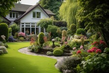 A Recently Purchased House With A Beautifully Designed And Maintained Garden.