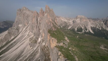 Wall Mural - Flying above the Seceda Peak, Dolomites, Italy