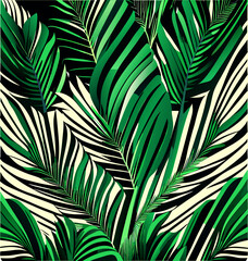 Sticker - close-up view of palm tree leaves, showcasing intricate details and textures