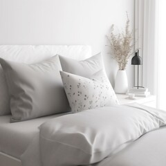 close up bed pillow detail element home interior contemporary bedroom with white soft bed pillow arr