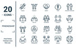 friendship linear icon set. includes thin line puzzles, friends, teammate, develop, friendship, partnership, hand icons for report, presentation, diagram, web design