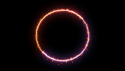 Poster - Sparkly, abstract circular light motion effect over a dark background. Black background with Abstract Light Effect Element Design. A circle of rays emanating from a fire neon light. Isolated frame 
