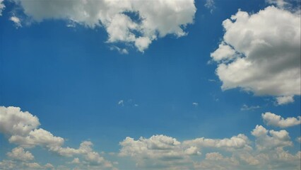 Wall Mural - Time-lapse the landscape of White fluffy clouds in the blue sky
