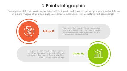 Wall Mural - versus or compare and comparison concept for infographic template banner with big circle and long rectangle round shape with two point list information vector