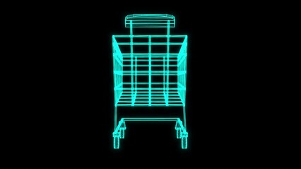 Poster - Particles from futuristic symbol of shopping cart symbol 
 shopping cart and business icons, concept of internet Technology, online shopping, business delivery e-commerce