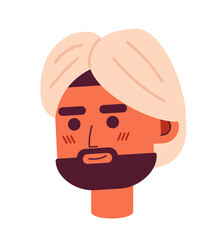 Poster - Handsome indian man in turban semi flat vector character head. Editable cartoon avatar icon. Face emotion. Colorful spot illustration for web graphic design, animation