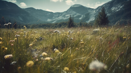 Canvas Print - Mountains meadow