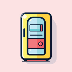 Poster - Vector of a flat yellow and red device on a pink background