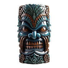 Maori Tiki Idol Mask, Totem. Spirit, Protection. Symbolism. Wooden Carved Sculpture. White Or Transparent Background, Png. Ai Generated