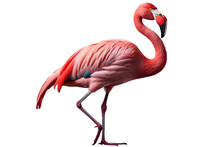 Standing Flamingo On A Transparent Background. Png File. Generative AI
