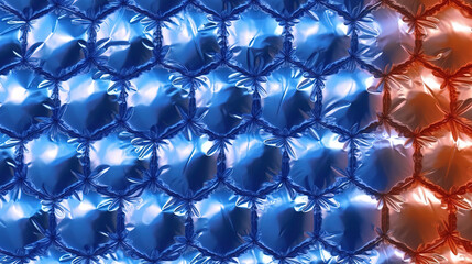 Poster - Blue plastic bubble wrap texture background. Generative Ai