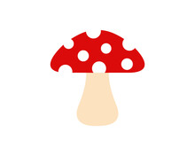 Mushroom Icon. Amanita Muscaria. Fly Agaric. Red Flat Mushrom Illustration.