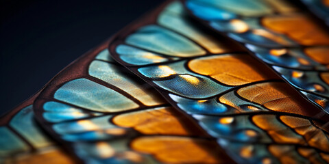 A close - up image of a butterfly's wing displaying an intricate, vibrant pattern and texture