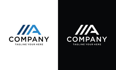 Wall Mural - ma or am monogram logo design on a black and white background.
