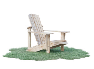 wooden chair on grass isolated