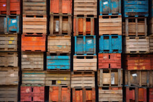 Wooden Colorful Crates Or Pallets Pattern Background