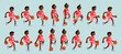 © Agor2012 - A cartoonish African American basketball player dribbling a ball - a sequence of positions. Basketball player frames for animation. Vector illustration.