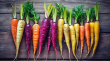 Fresh Carrots Bunch, Fresh Carrots In The Market. Generative Ai