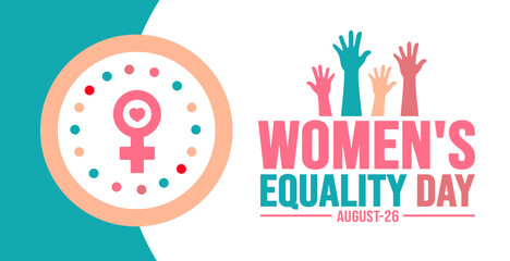 Wall Mural - Women’s Equality Day background template. Holiday concept. background, banner, placard, card, and poster design template with text inscription and standard color. vector illustration.