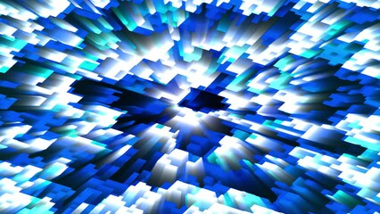 Poster - Abstract pattern, seamless mosaic background. Abstract technology background, computer generated image. Fractal geometry: a portal of luminous blocks. Sci-fi or hi-tech animated background. 4K.