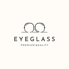eyeglass eye protection line art logo vector minimalist illustration design, eye glass lens logo design