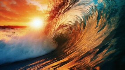 Wall Mural - the sunset the sea,waves