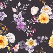 Seamless pattern with wildflowers in a watercolor style. Summer bouquet