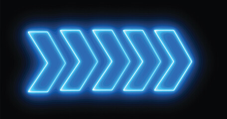 Poster - Set of bright neon blue vector arrows. Arrows icon. Arrow vector icon. Arrows vector collection