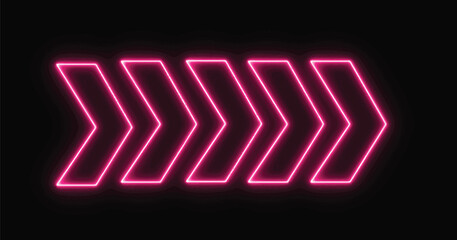 Poster - Abstract neon light arrows background. Set of bright neon vector arrows. Arrows icon. Arrow vector icon. Arrows vector collection