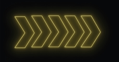 Poster - Neon sign arrow. Colorful and shining neon arrows and light sign. Set of bright neon vector arrows.  Arrow vector icon.