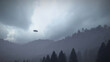 3D illustration. UFO over the mountains	
