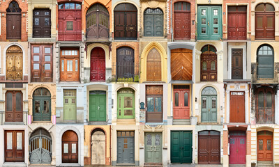 Wall Mural - Big collage of beautiful old doors
